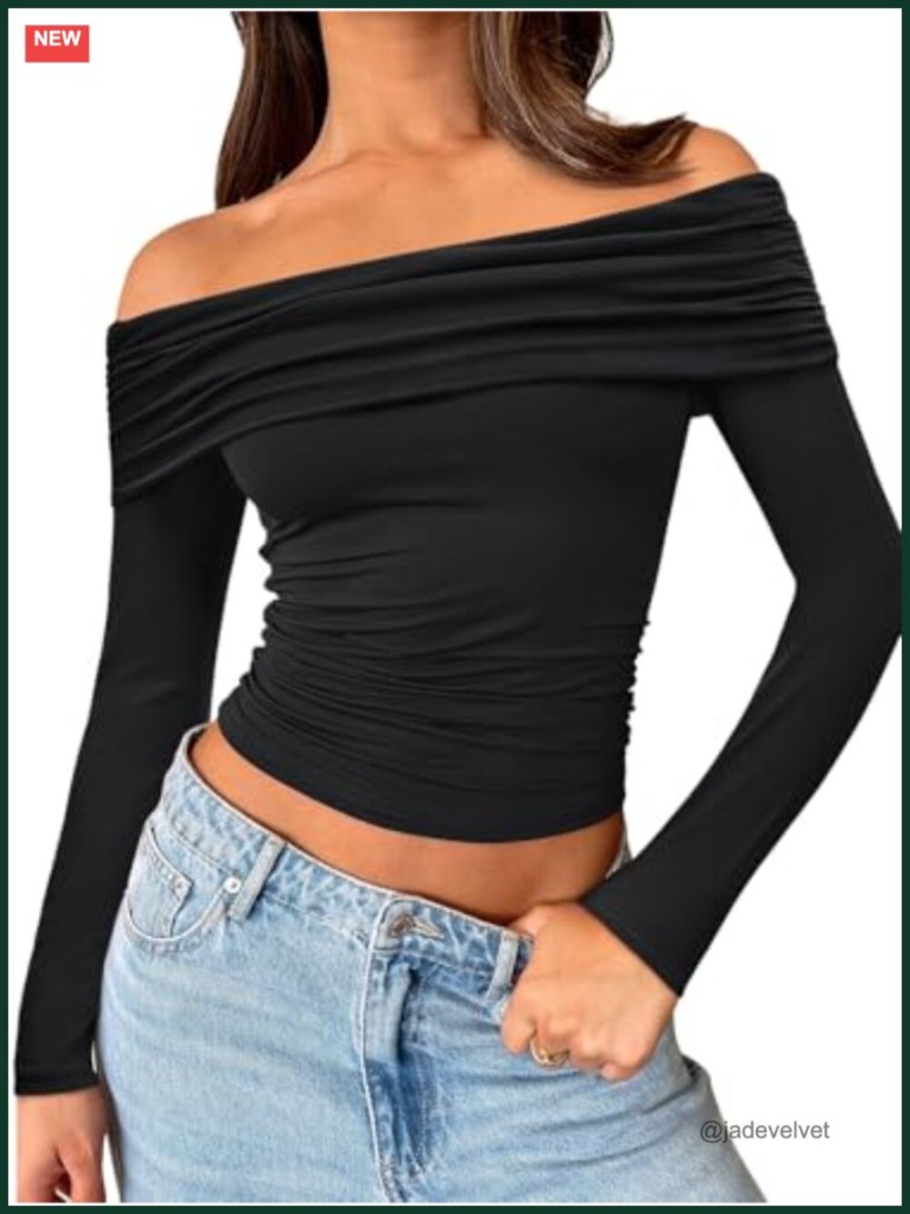 Off Shoulder Long Sleeve Knit Crop Top Y2K Going Out